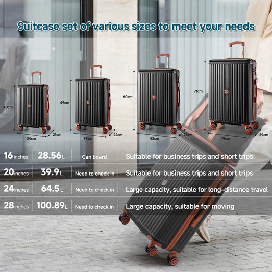 6 Piece Luggage Set with Spinner Wheels & TSA Lock