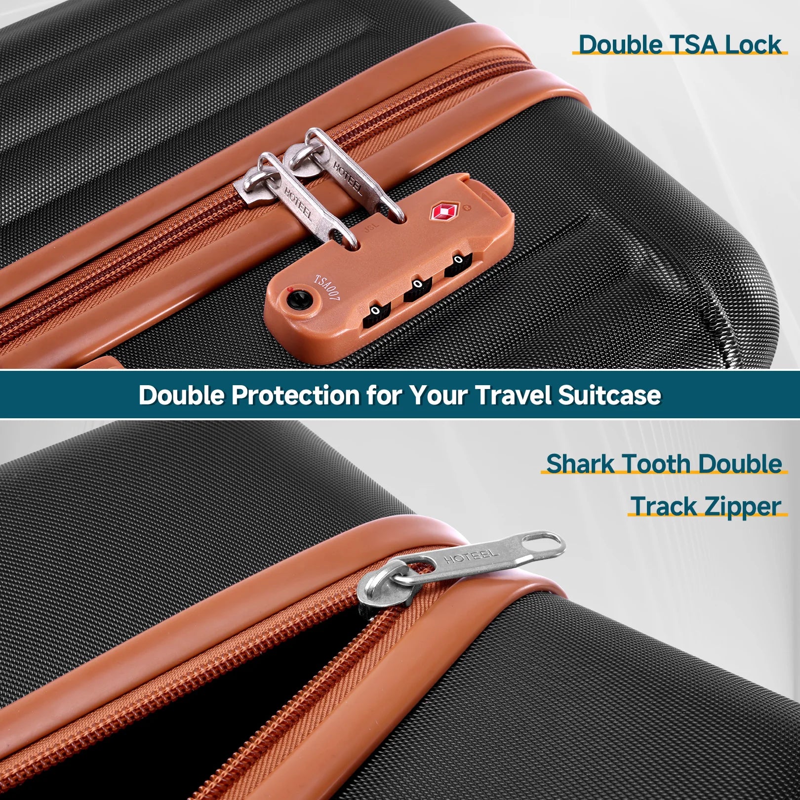 6 Piece Luggage Set with Spinner Wheels & TSA Lock