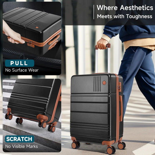 Luggage Set: 3/4 Piece Hard Shell Suitcase with Wheels & TSA Lock