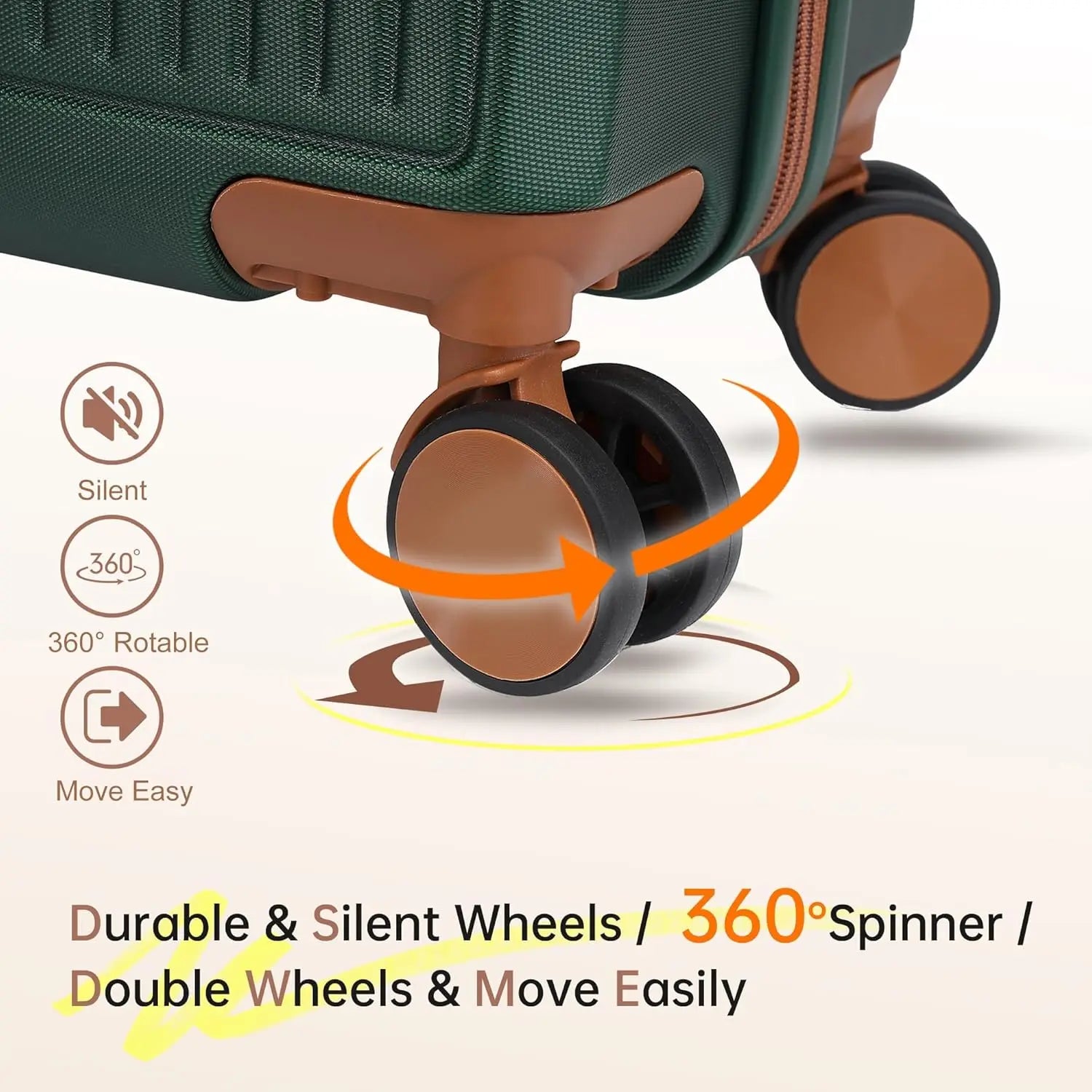 3-Piece Green Spinner Luggage Set with TSA Lock