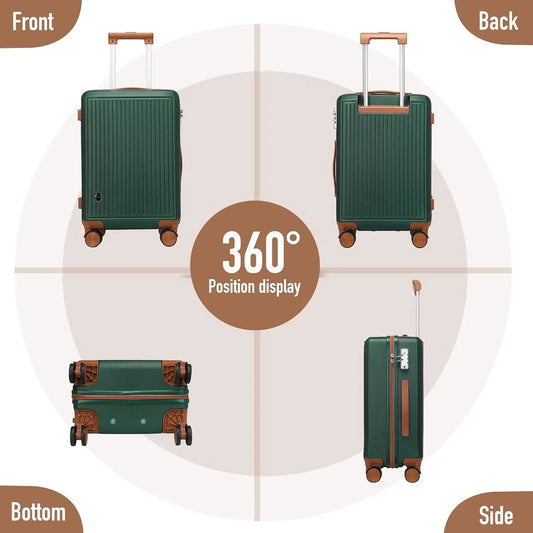 3-Piece Green Spinner Luggage Set with TSA Lock