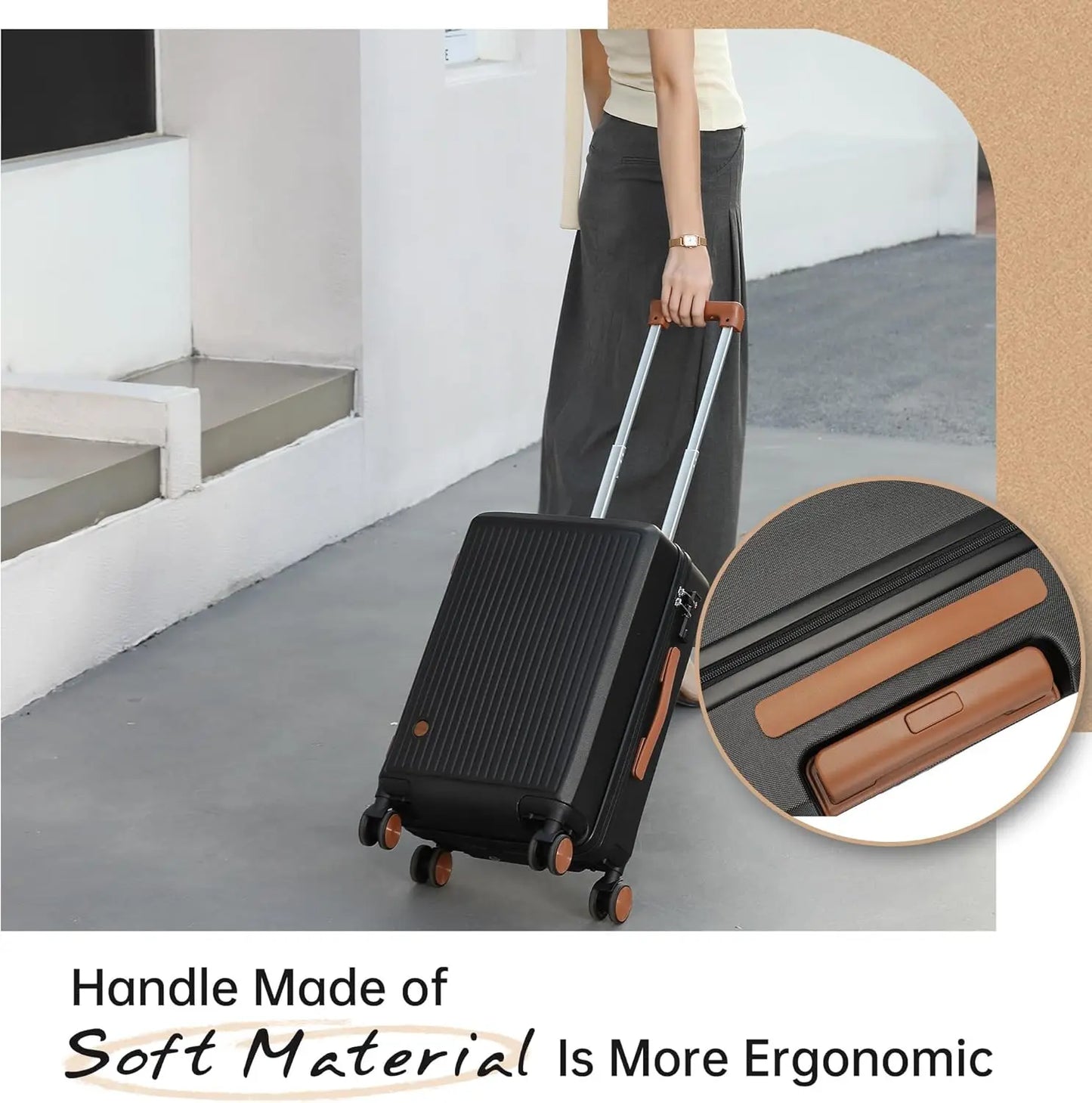 3-Piece Green Spinner Luggage Set with TSA Lock