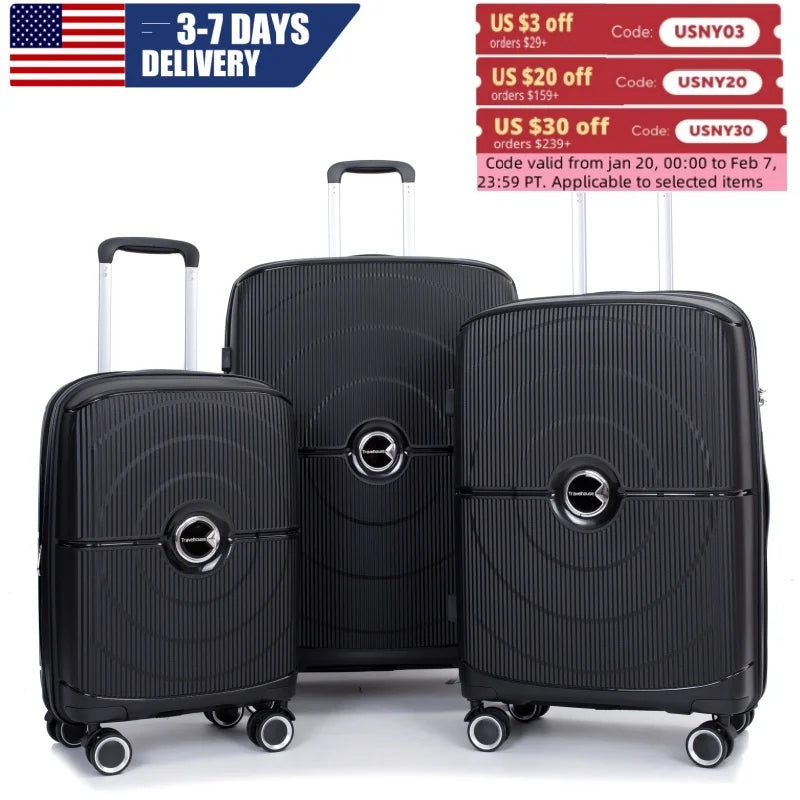 Travelhouse 3-Piece Expandable Hardshell Luggage Set